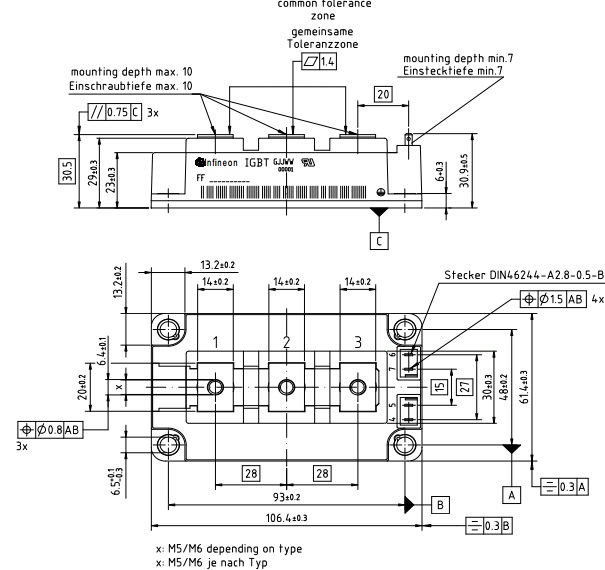 Ӣ�w��FF200R12KS4 ���η��b�ߴ�ͽY(ji��)��(g��u)�D